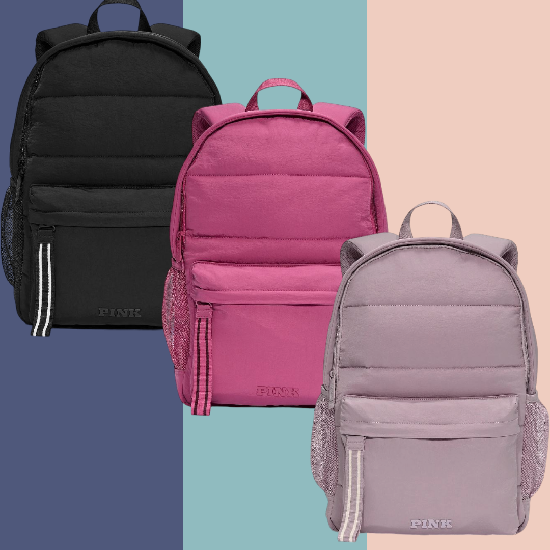 VICTORIA'S SECRET PINK BACKPACK QUILTED Puffer Pink, Black