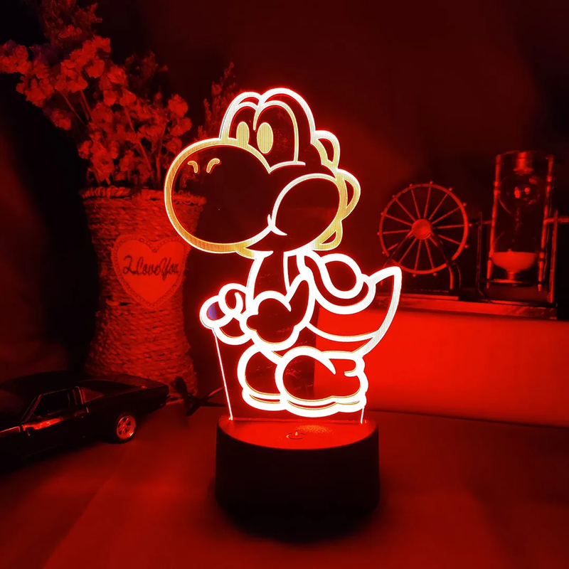 Harajuku Popular Funny Yoshi 3D Laser Acrylic Lamp 7 Color Changing Nightlight f