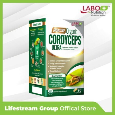 LABO Nutrition Bioactive Organic Cordyceps Ultra, 8 Medicinal Mushroom,Immunity