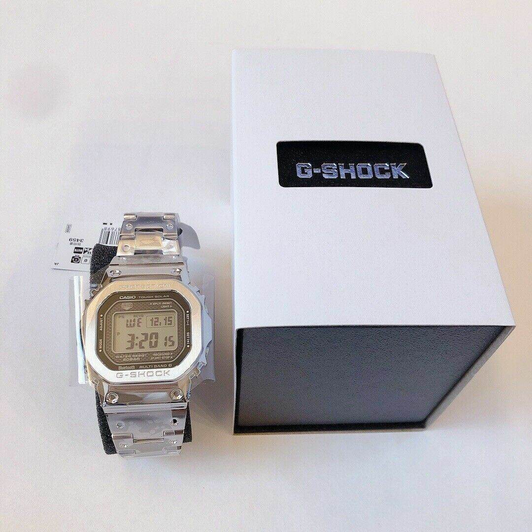 Pre-owned Casio Gmw-b5000d-1jf G-shock Bluetooth Men's Watch Silver Japan Full Metal