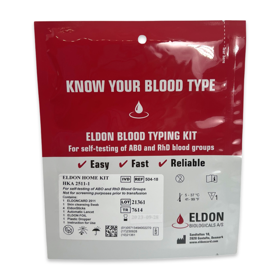Eldoncard Complete Blood Type Test | A,B,O,AB & Rh | 1,2,3, 5 & 10 Home Packs