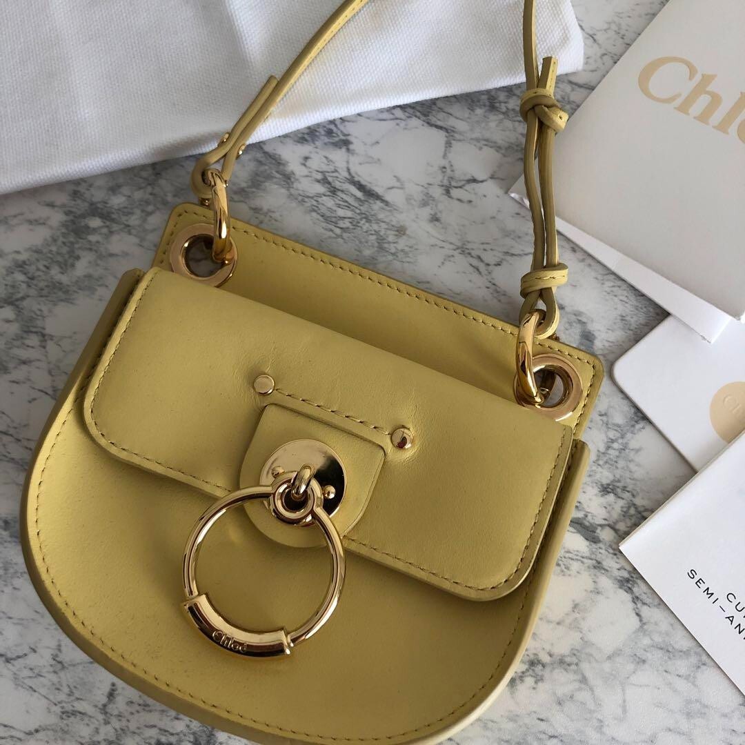 Chloe Tess Mini Sling Bag Yellow Leather Shoulder Backpack