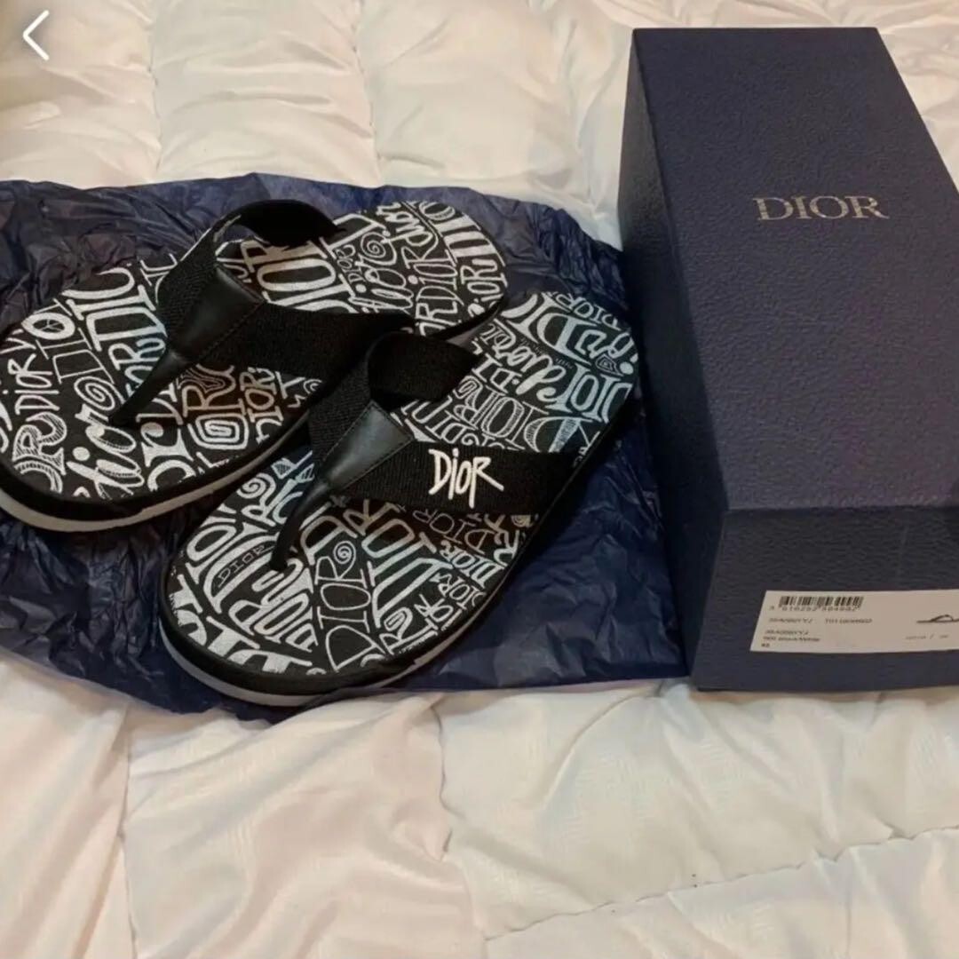 値下げDior×Shawn Stussyビーチサンダル　サイズ42 (27cm) Dior × Shawn Stussy ビーチサンダル 27cm ディオール