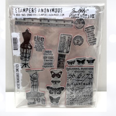 Tim Holtz ATTIC TREASURES Vintage Fashion Paris CMS123 Rubber Stamps