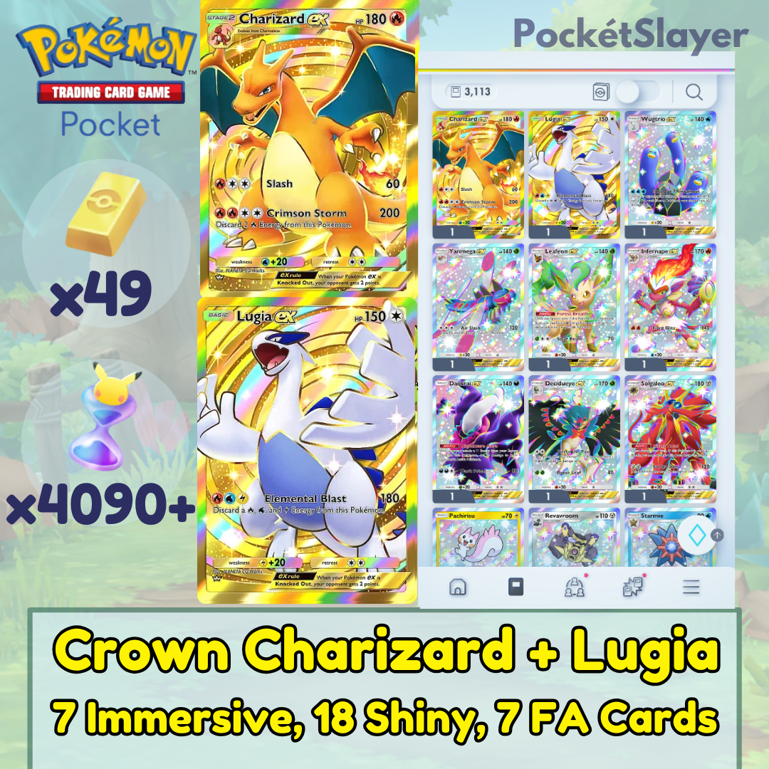 Pokemon TCG (Trading Card Game) Pocket 2 Crown Charizard + Lugia | 4090 Pack HG