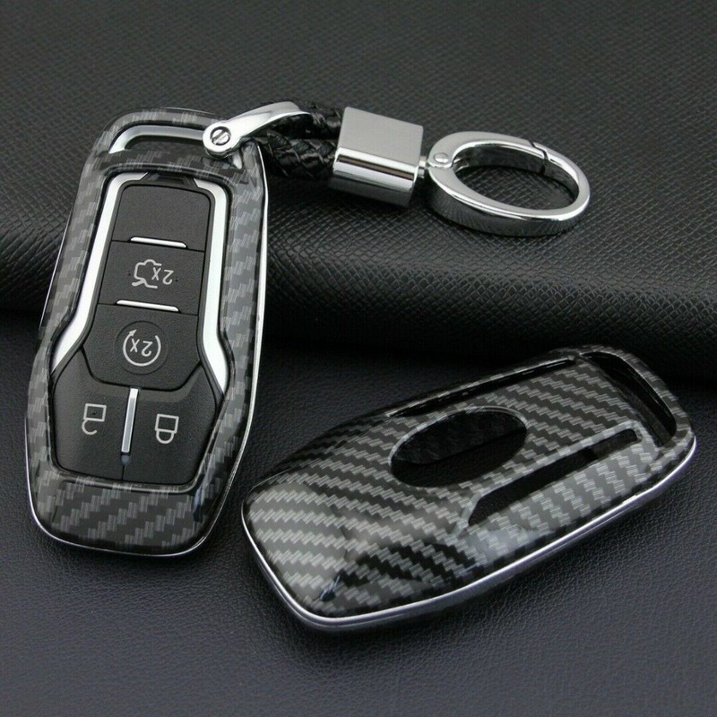 Carbon Fiber Hard Smart Key Cover Accessories Chain Case For