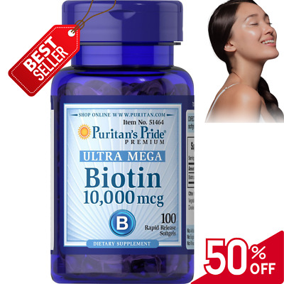 Puritan's Pride Biotin 10.000 mcg Softgels Health Supplement