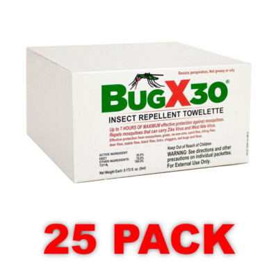 CoreTex BugX-30 30% DEET Insect Repellent Wipes (Pick Total Packs)