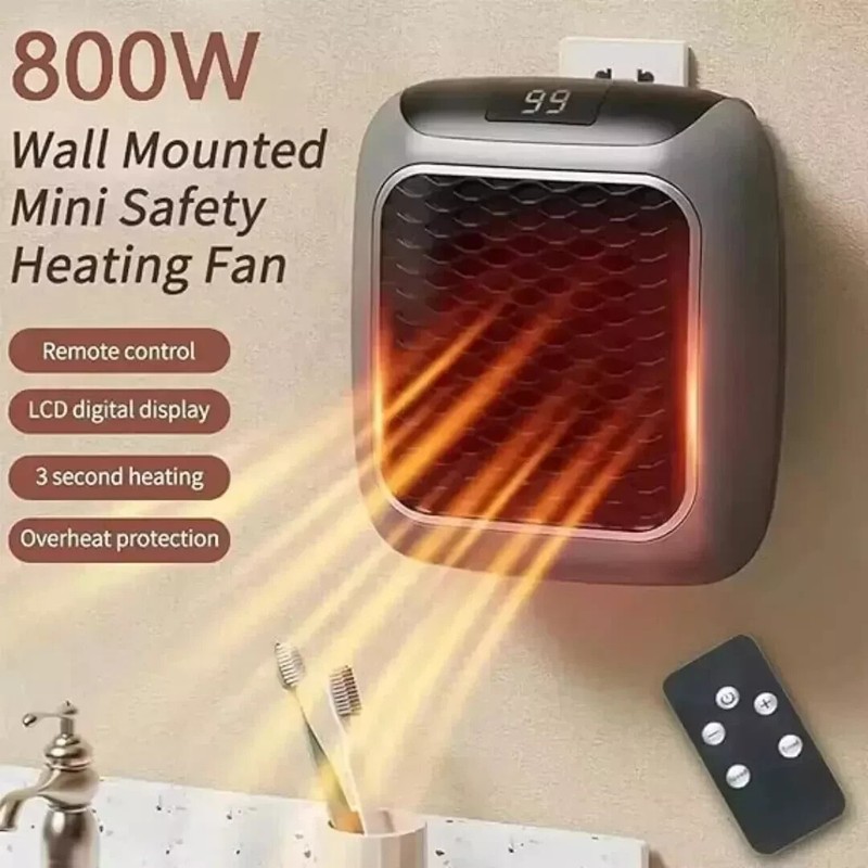 Bathroom Mini Heater 800W Small Home Heating Fans Wall Mounted