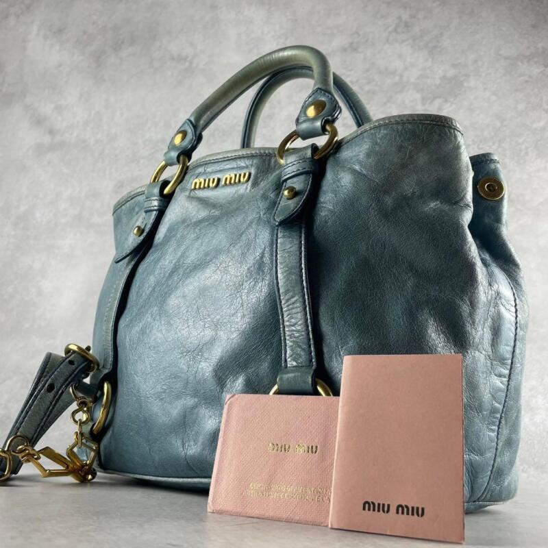 Authentic MIU MIU handbag shoulder bag 2way light blue Authentic MIU MIU handbag shoulder bag 2way light blue