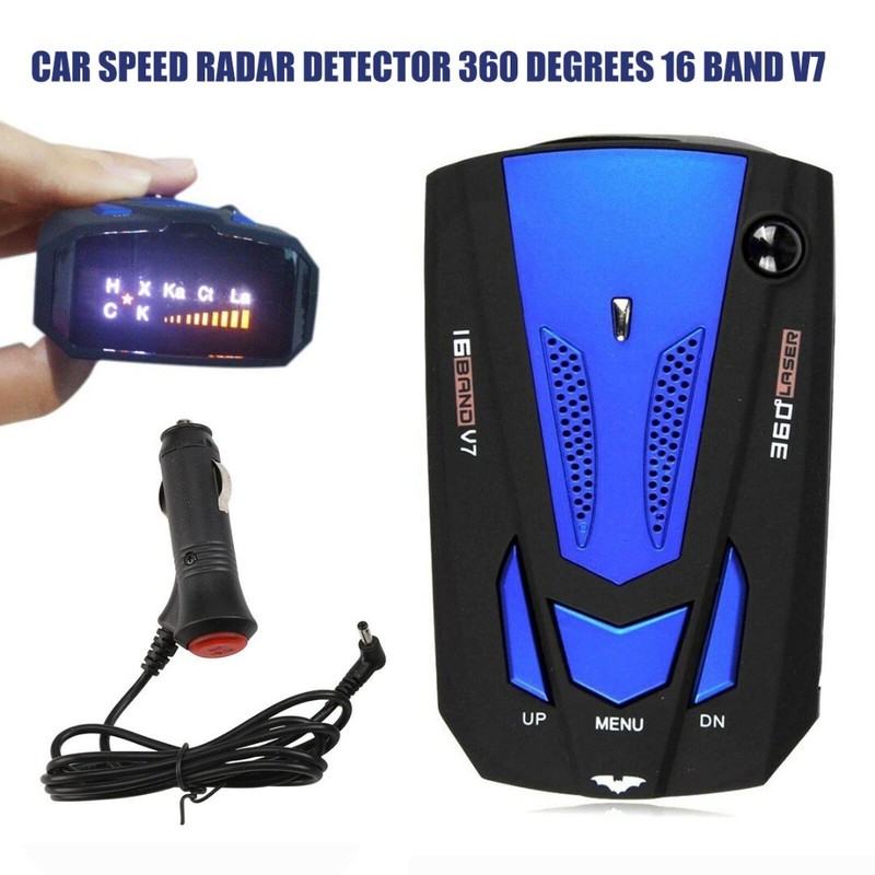V7 Auto Radar Detector Geschwindigkeit Radarwarner Voice Alert 12V Blau
