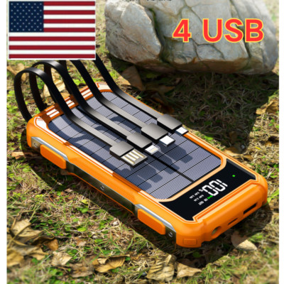 Solar Power Bank 9000000mAh 4 USB Backup External Battery Charger for Cell Phone