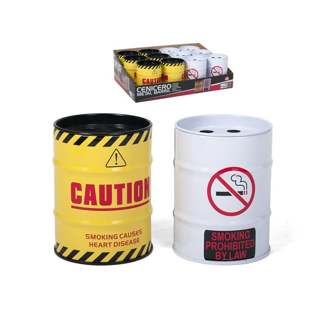 Set 12 Pezzi Posacenere Ceneriera Metallico Lattina Forma Di Bidone Colorato