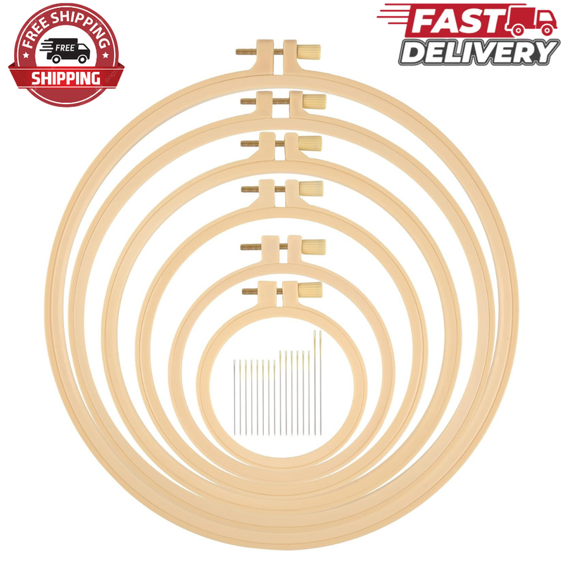 Hoop 6size Round Plastic Cross Stitch Hoop With 16 Needles