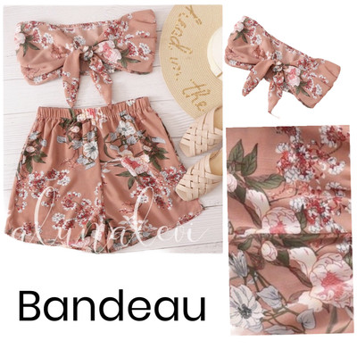 Shein Women's Tropical Resort Wear Two-Piece Bandeau and Shorts Set Size Small