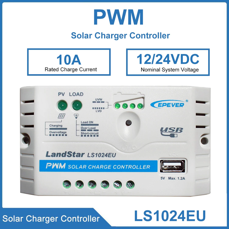 LS1024EU 10A EPEVER Solar Charge Controller With USB Port 12V 24V Solar Panel Ch
