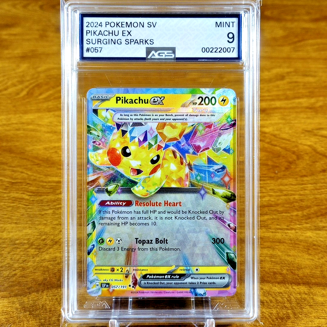 Pokemon SV Surging Sparks Pikachu EX 057/191 AGS Mint 9 Full