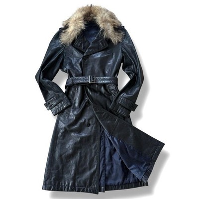 00S Tornado Mart Cow Leather Fur Coat L Genuine Leather