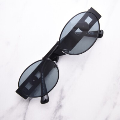 Pre-owned Versace Ve2264 1261/1 Sunglasses Men's Matte Black/grey Lenses Oval Shape 56mm In Gray