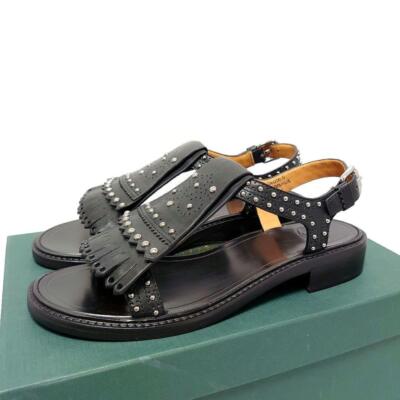 関税送料込Church's Leather Sandals NW CHURCH´S shoes Dover EX0001 crossed sandals Black calf