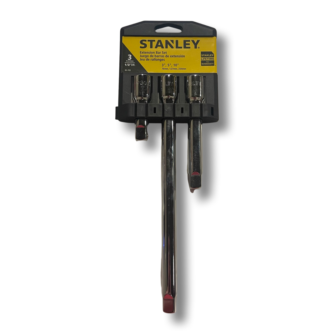 Stanley Verlängerung Bar Set 3-teilig – 1/2 Zoll Antrieb | Längen: 3, 6 & 10 Zoll | Geschmiedeter Stahl, Chrompoliert
