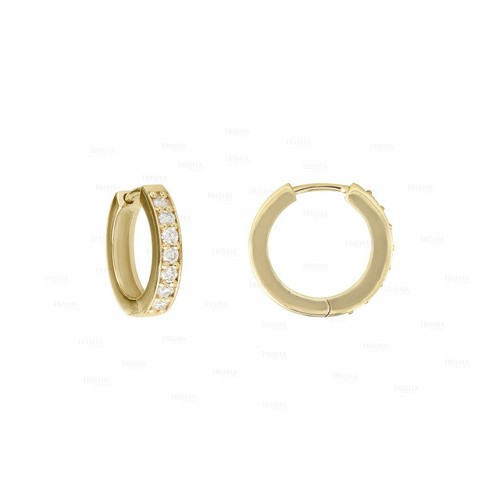 Pre-owned Irisha Designs Genuine Diamond Minimal Huggie Hoop Earrings 14k Gold Jewelry In F-g