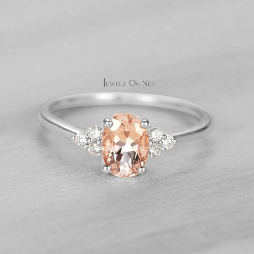 Pre-owned J.o.n 14k Gold Genuine Diamond And Morganite Gemstone Pre-engagement Ring Fine Jewelry In White