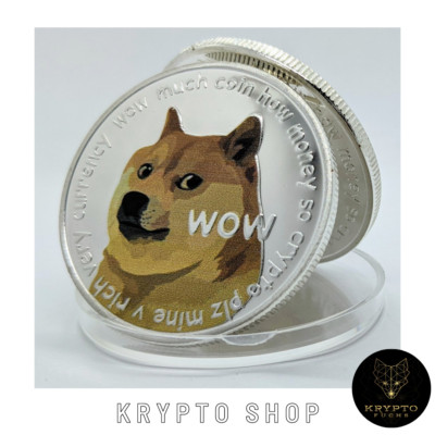 Dogecoin DOGE Coin Silber Krypto Münze Physisch Sammler Geschenk NEU 