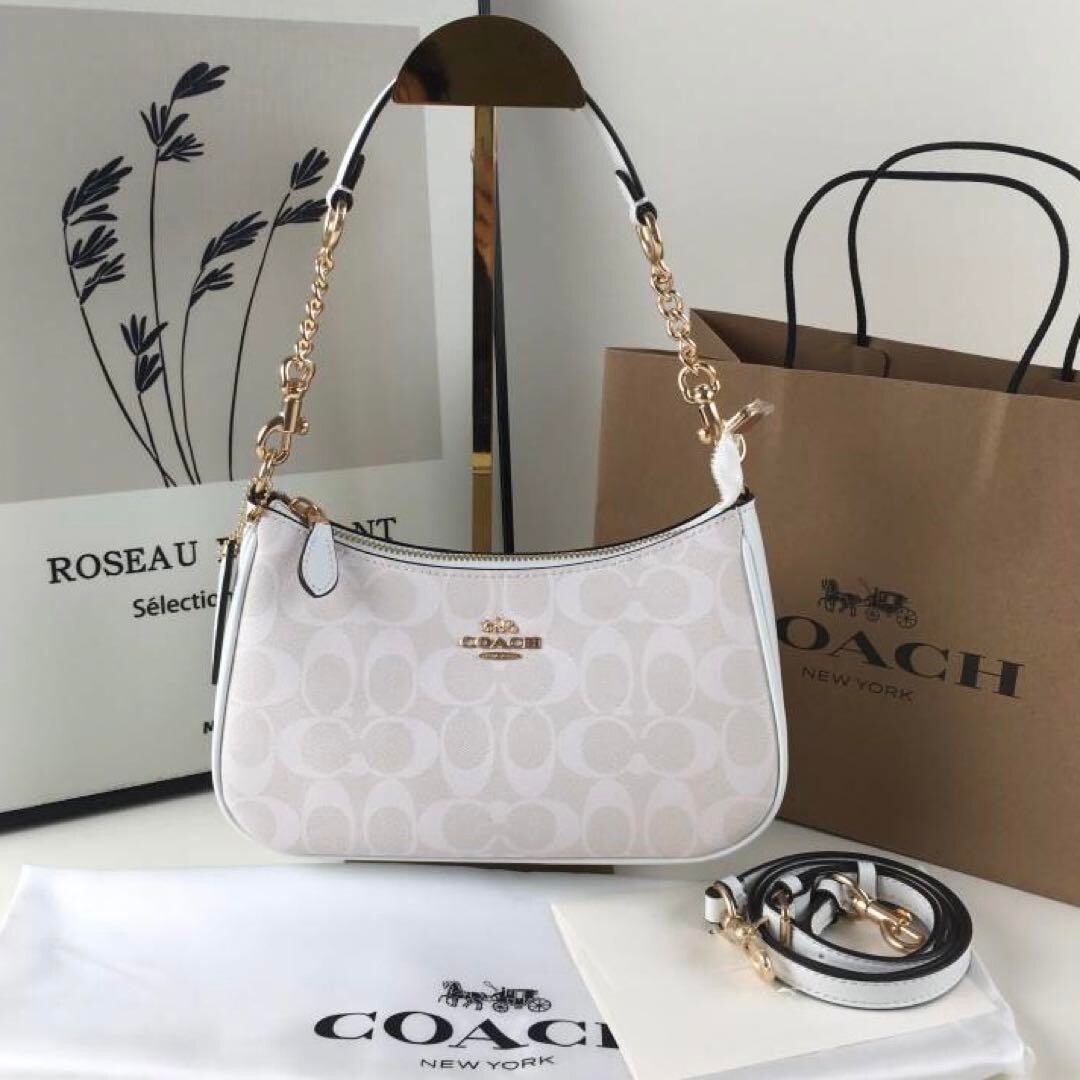 Coach Teri 2Way Shoulder Bag CA548 Signature Canvas White