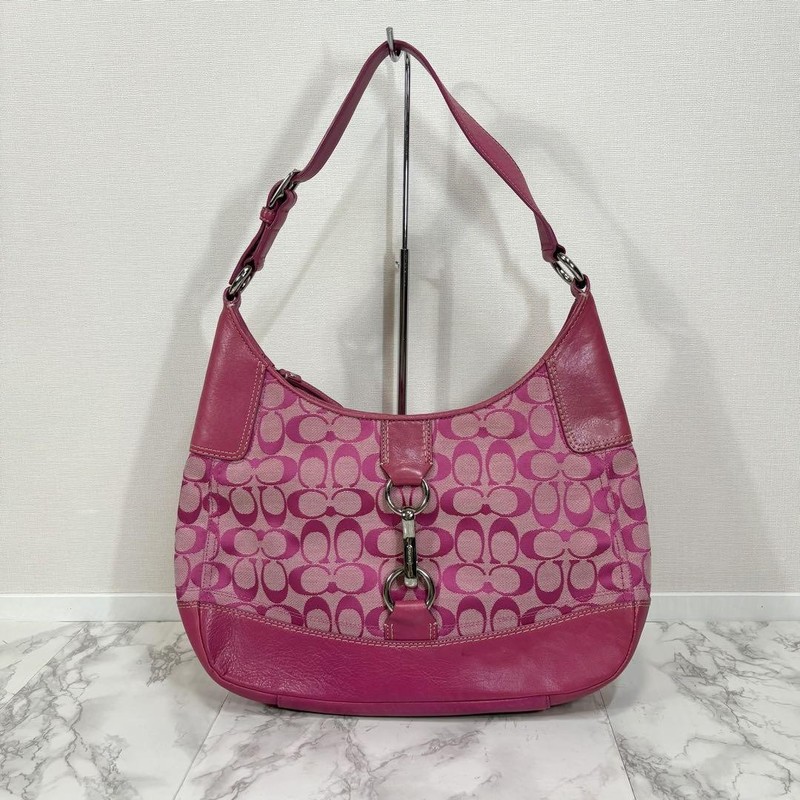 バッグ Coach Soho Signature Shoulder Bag Pink Coach Signature Soho Shoulder Bag Pink Women Used Authentic