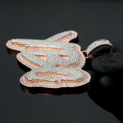 Pre-owned Nsg 4.5ct Cubic Zirconia Men's Custom Name Pendant 14k Rose Gold Plated Silver In White