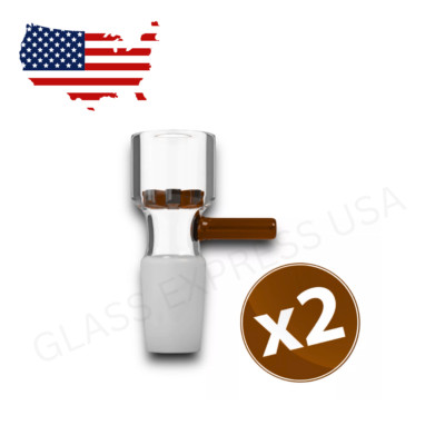 14mm Slide Glass Bowl Water Pipe Bong Hookah Male Snowflake Star Screen - Amber