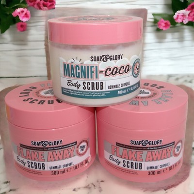 Soap & Glory 3pc Lot Flake Away & Magnifi-Coco Body Scrubs ~ 10.1oz Each (x3)
