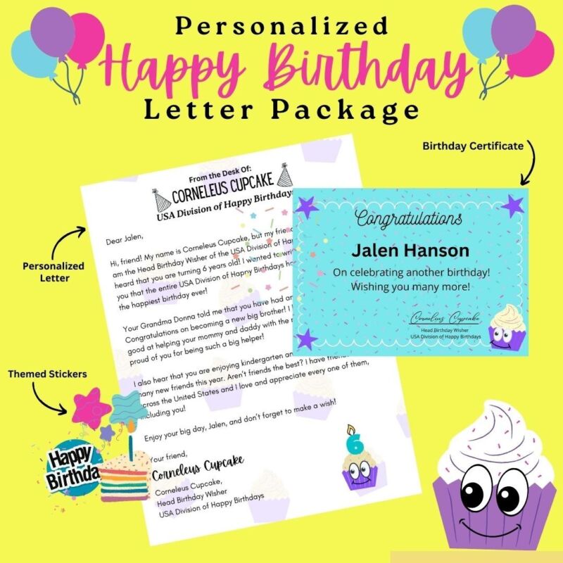 Personalized Happy Birthday Letter Certificate Stickers Gift