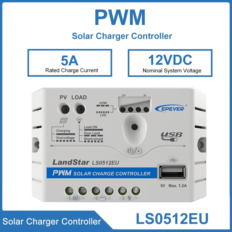 EPEVER LS0512EU 12V Solar Charge Controller For Solar Panel Battery Regulator No