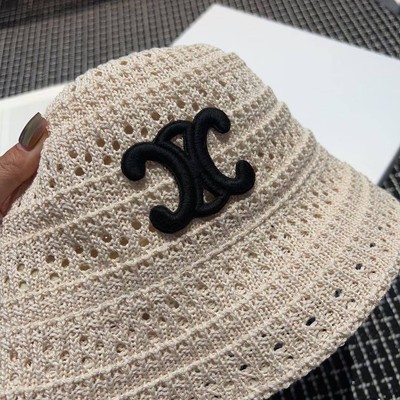 CELINE Triomphe bucket hat bob hat hat Beige-size:57cm