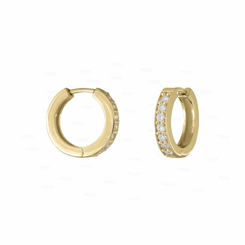 Pre-owned Irisha Designs Genuine Diamond Minimal Huggie Hoop Earrings 14k Gold Jewelry In F-g