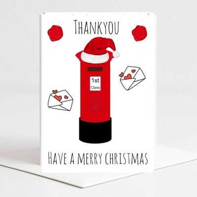 postman post lady postal worker christmas card Thankyou postbox