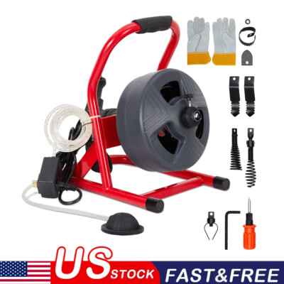 Professional-Grade 50Ft X 5/16 Inch Drain Cleaner Machine W/ Related Accessories