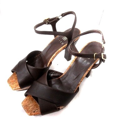 Eizo Sandals Strap Pin Heels 22.5 Brown RT Used fa2bb7d8cdb4c81804beffe4a5da3304