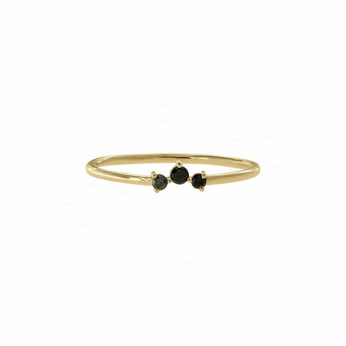 Pre-owned Irisha Designs Genuine Black Diamond 0.05 Ct. Stackable Ring 14k Gold Fine Jewelry In F-g