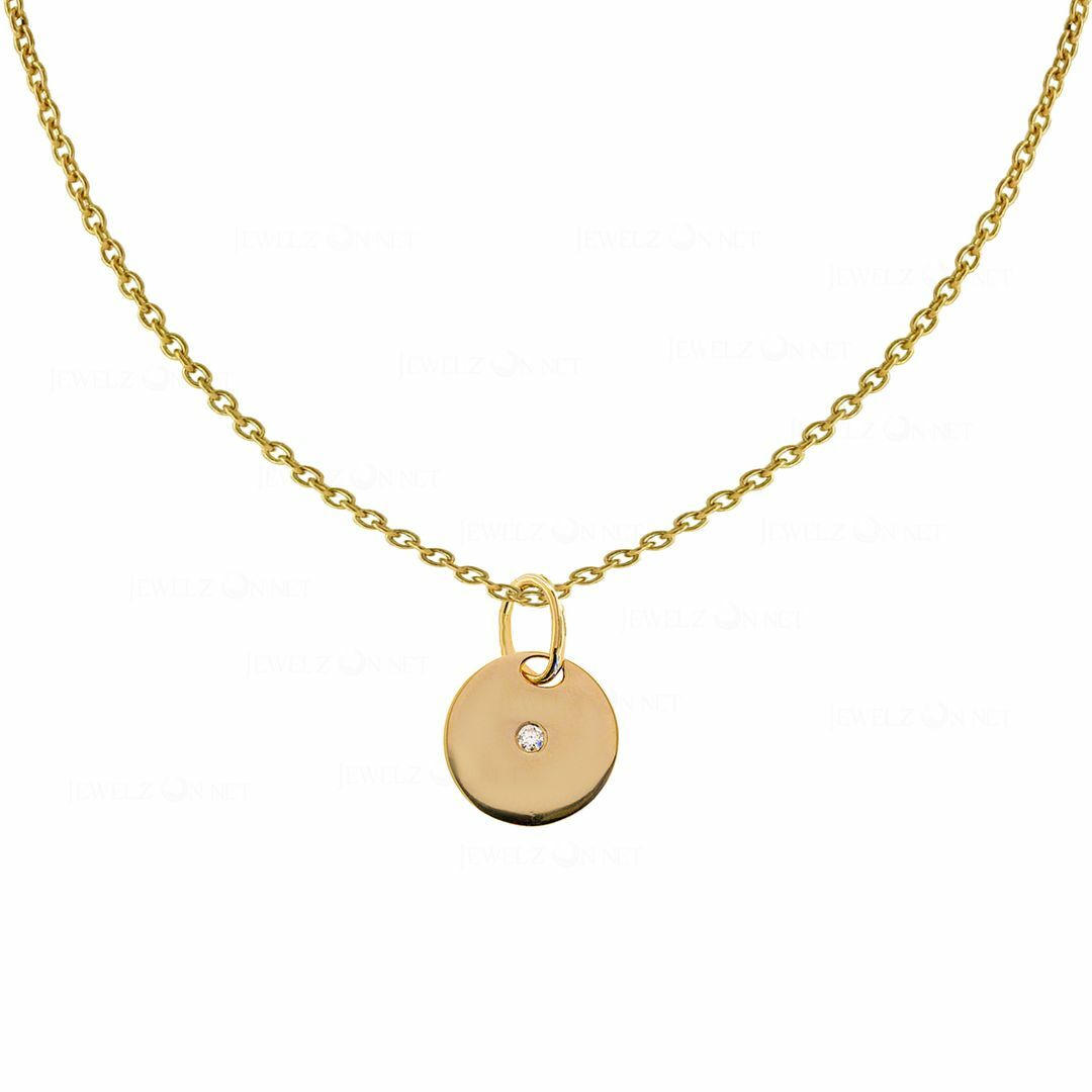 Pre-owned J.o.n 14k Gold Genuine Diamond Disc Pendant Fine Jewelry Necklace In White