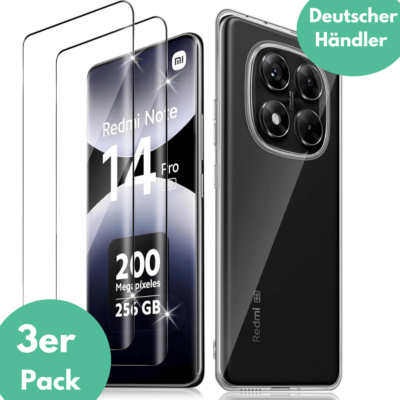 Hülle + 2X Schutzglas für Xiaomi Redmi Note 14 Pro 5G Panzerfolie Display Case ✅