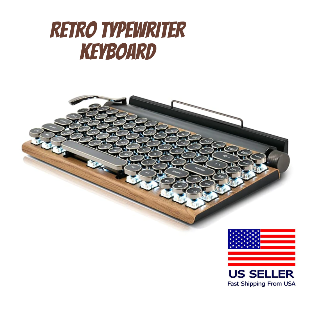 Wireless Bluetooth Mechanical Retro Typewriter Keyboard