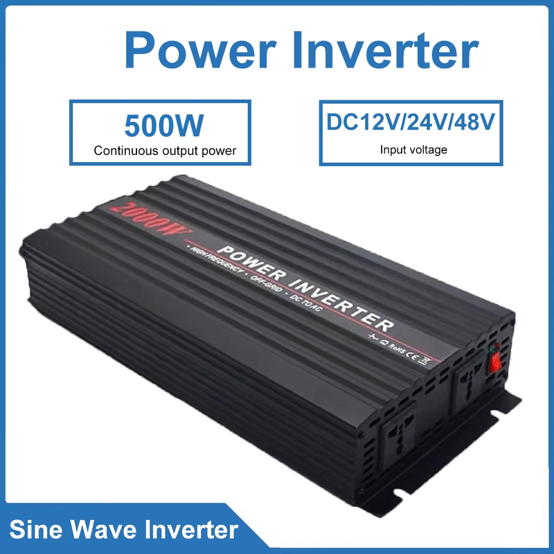 2000W Pure Sine Wave Power Inverter DC12V/24V/48V Car Power Inverter For Electri