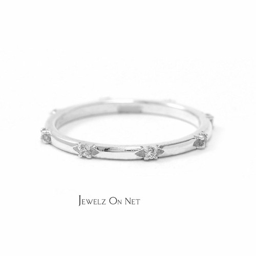 Pre-owned J.o.n 950 Platinum 0.07 Ct. Genuine Diamond Delicate Wedding Band Ring Fine Jewelry In Yellow