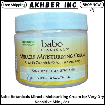 Babo Botanicals Miracle Moisturizing Cream for Very Dry Sensitive Skin , 2oz