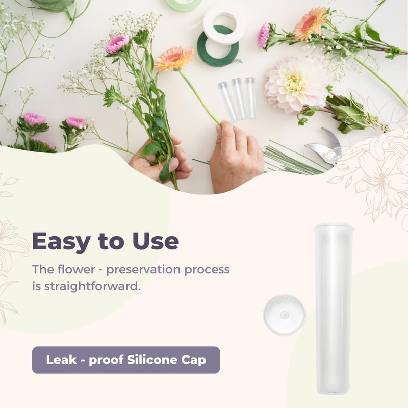 50 PCS Floral Water Tubes 7cm/2.8 Inch with Caps for Single Fresh Flower Arrange