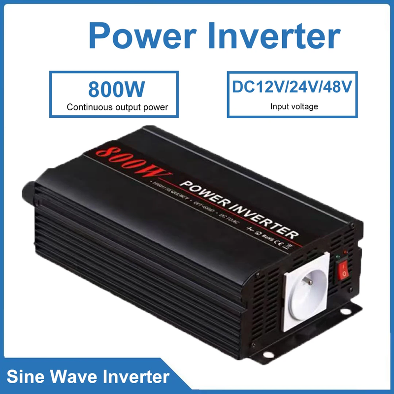 800W Pure Sine Wave Power AC100-120V AC220-240V DC12V/24V/48V Output harmonic co