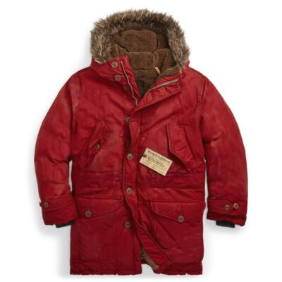 RRL Ralph Lauren DOUBLE RL Faux Fur Trim Oil Cloth Parka M